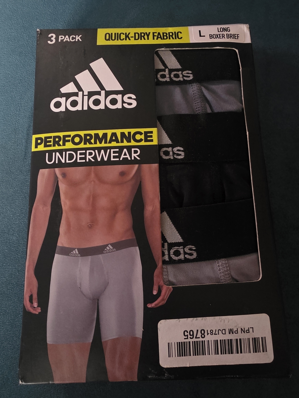 adidas Performance Long Boxer Briefs - Black & Gray (3-Pack)